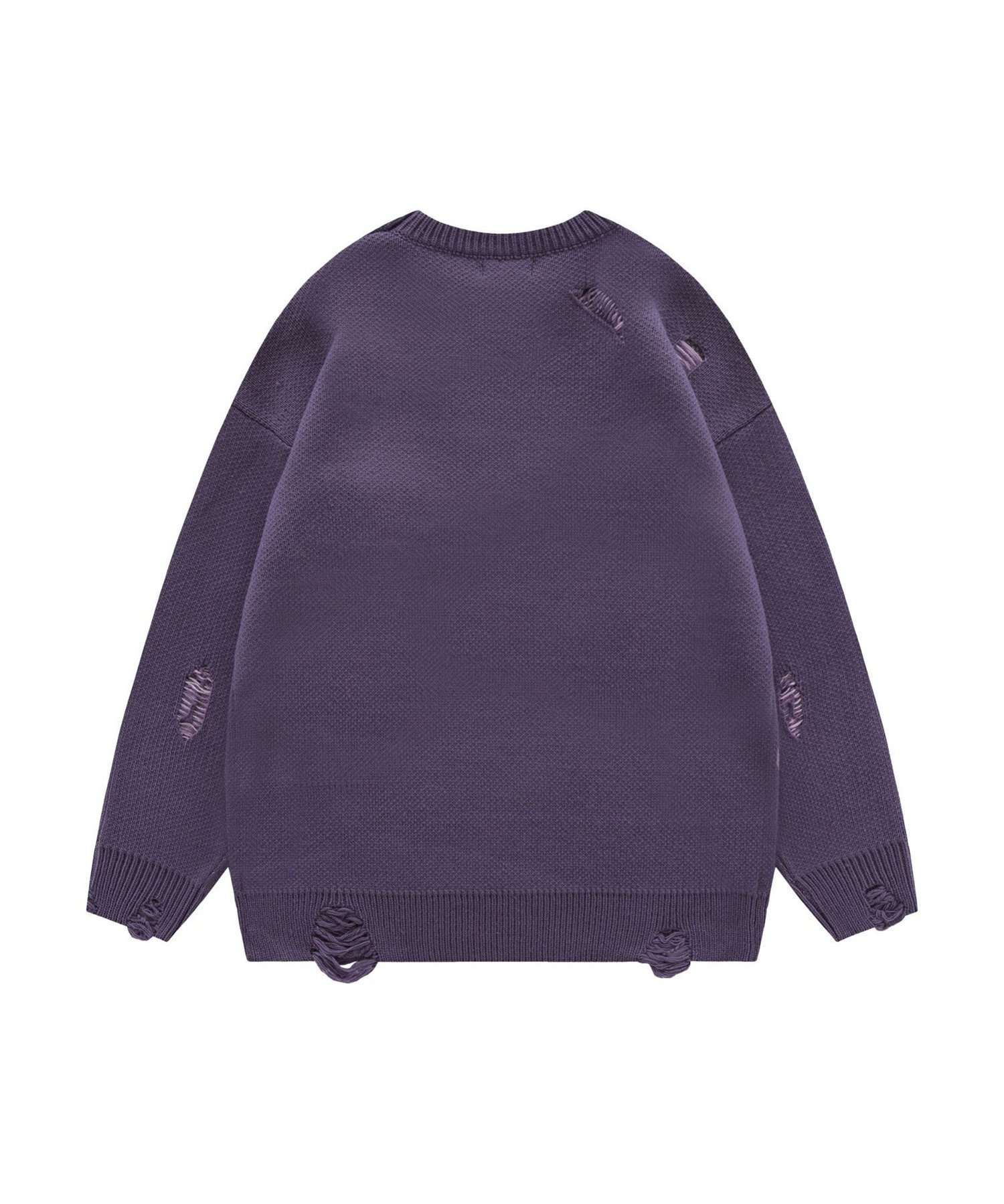 【SALE／20%OFF】HOOK HOOK/(U)【HOOK】英字総柄ダメージ加工ニット アイモハ トップス ニット ベージュ パープル【送料無料】