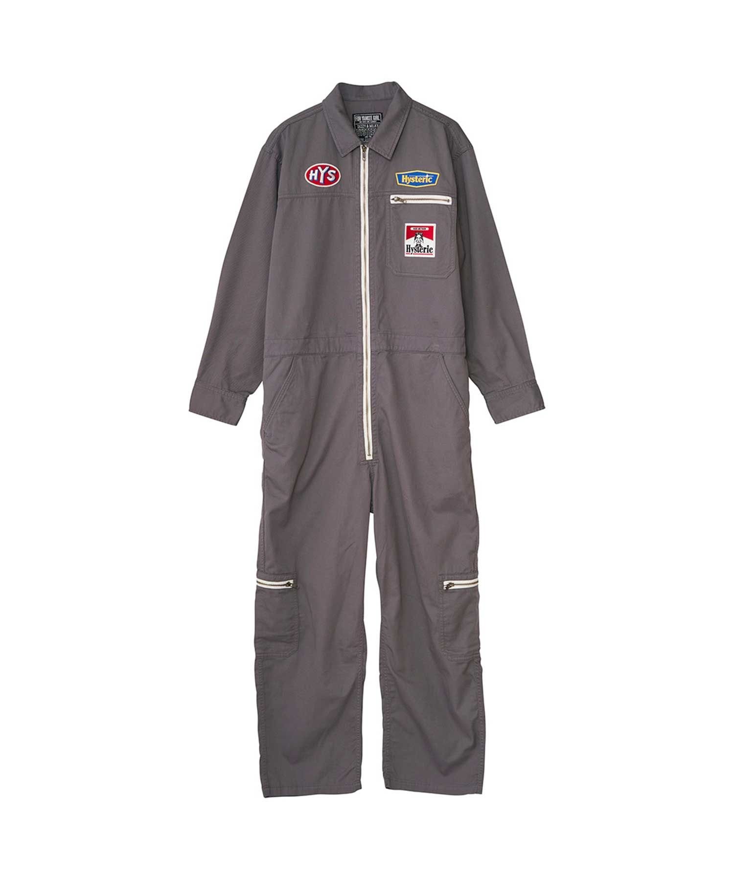 HYSTERIC GLAMOUR SOUND AND VISIONワッペン オールインワン ヒステリックグラマー オールインワン・オーバーオール オーバーオール・サロペット ブラック グレー ホワイト【送料無料】