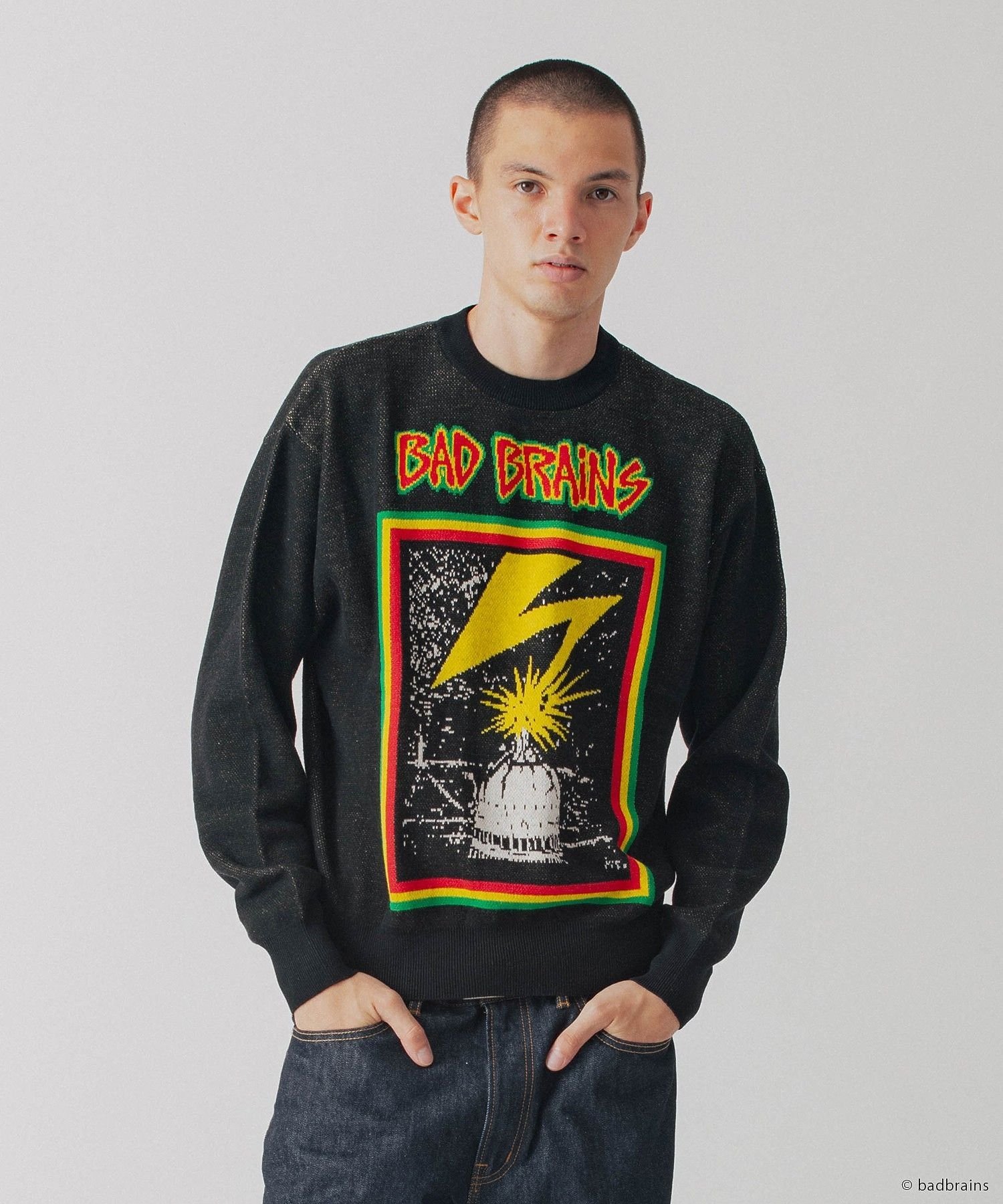 【SALE／40%OFF】SILAS SILAS x BAD BRAINS DOUBLE JACQUARD SWEATER サイラス トップス ニット ホワイト ブラック【送料無料】