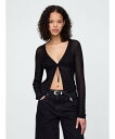 GAP (W)シアーリブ クロップド フロントネクタイ カーディガン ギャップ トップス カーディガン ブラック ピンク【送料無料】