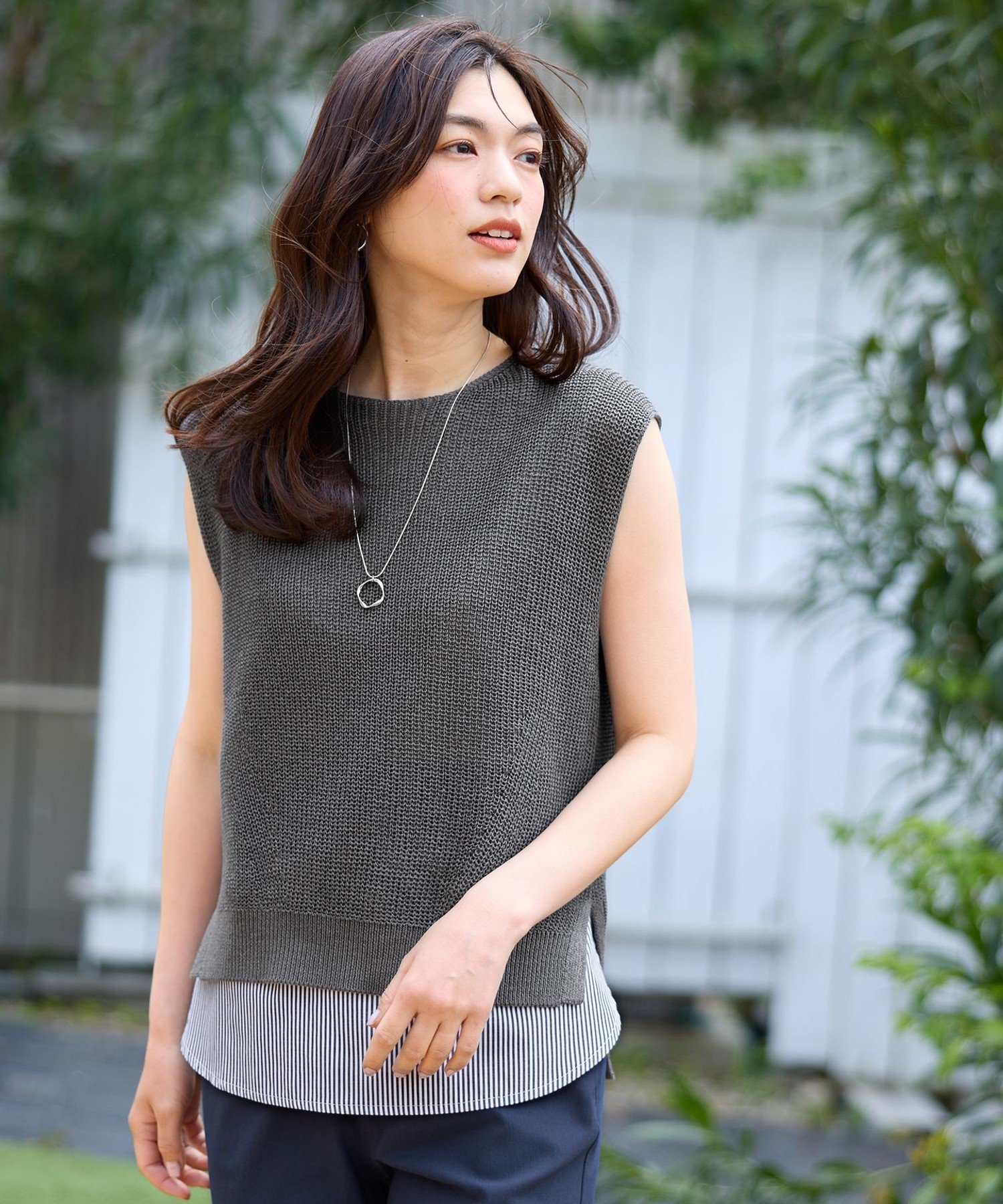 【SALE／30%OFF】ANY ギマノースリーブニット エニィ トップス ニット グレー ホワイト ベージュ