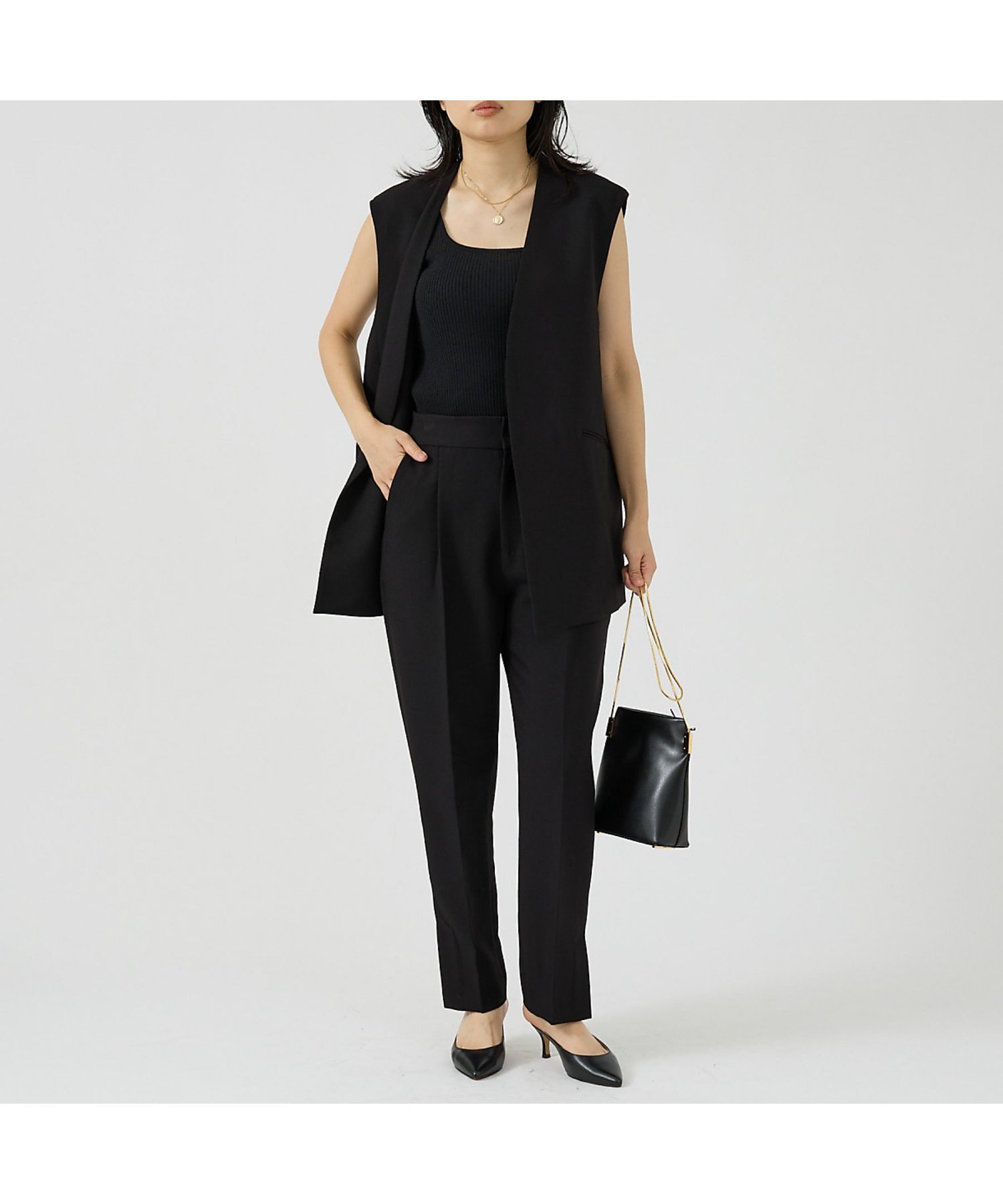 Rouge vif la cle 【セットアップ2点セット】ダブルクロス ジレ*パンツ ルージュ・ヴィフ ラクレ トッ..