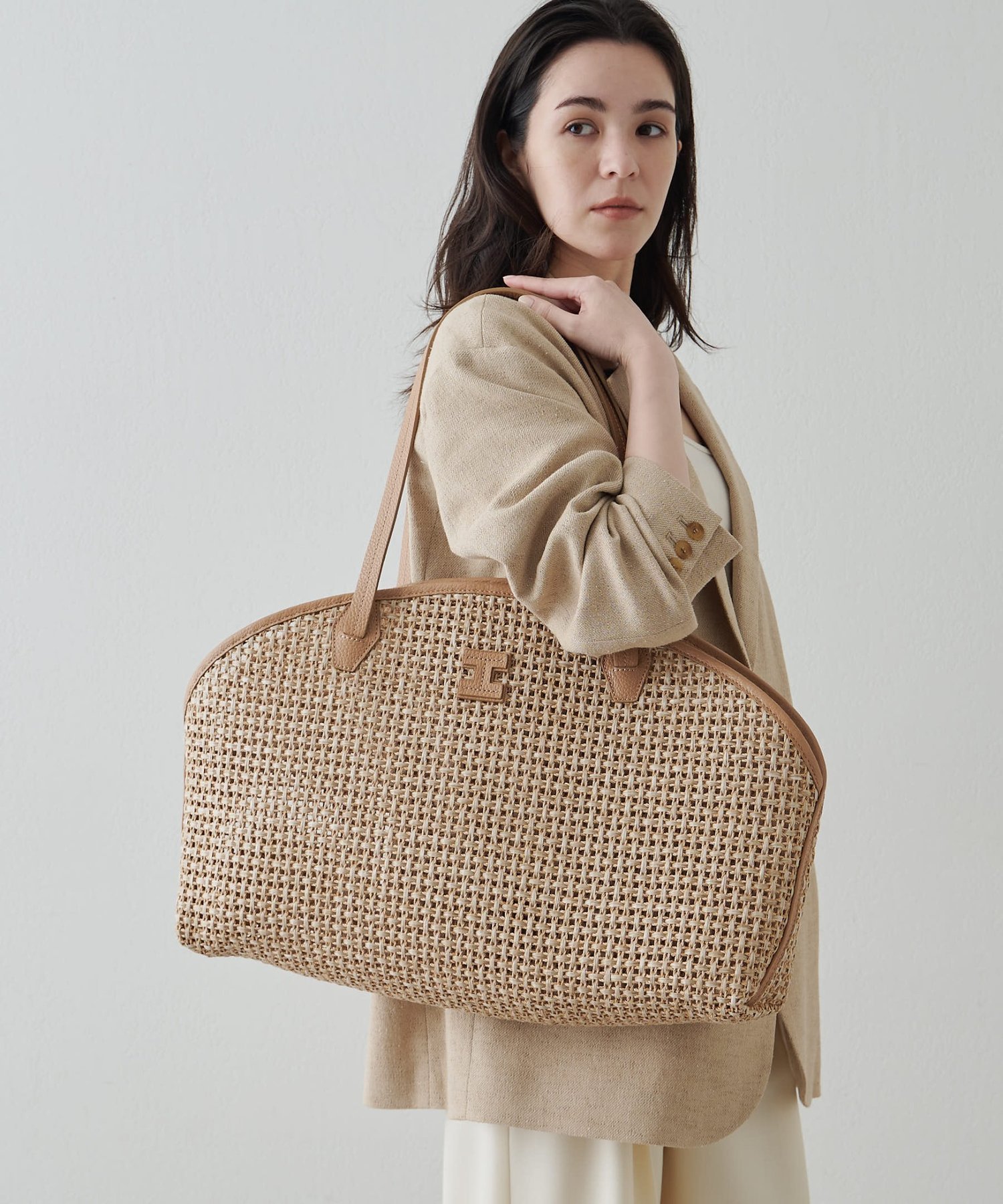 IACUCCI アクイローネ PAGLIA CATENA/CERVO イアクッチ バッグ トートバッグ ブラウン