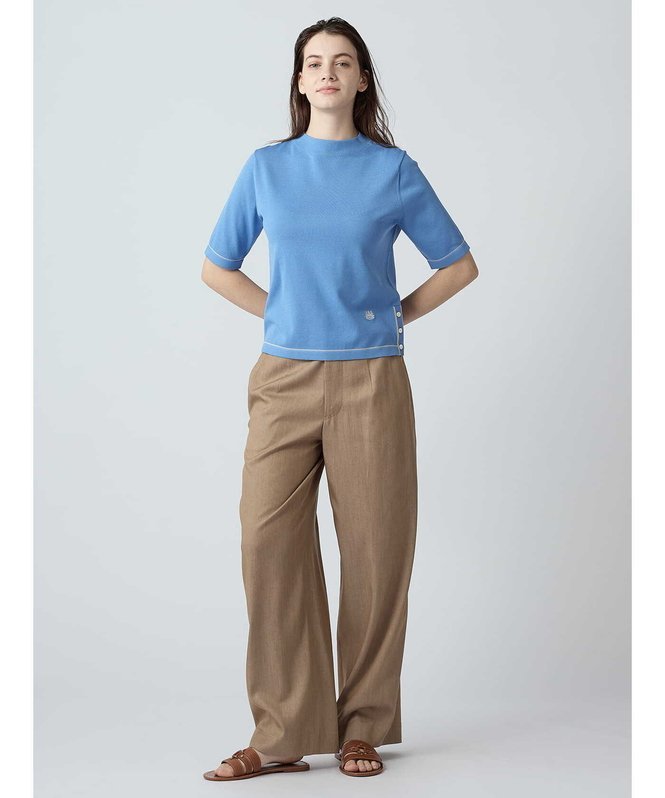 WOMEN ソフトデニムワイドパンツ アクアスキュータム パンツ その他のパンツ ネイビー ベージュ