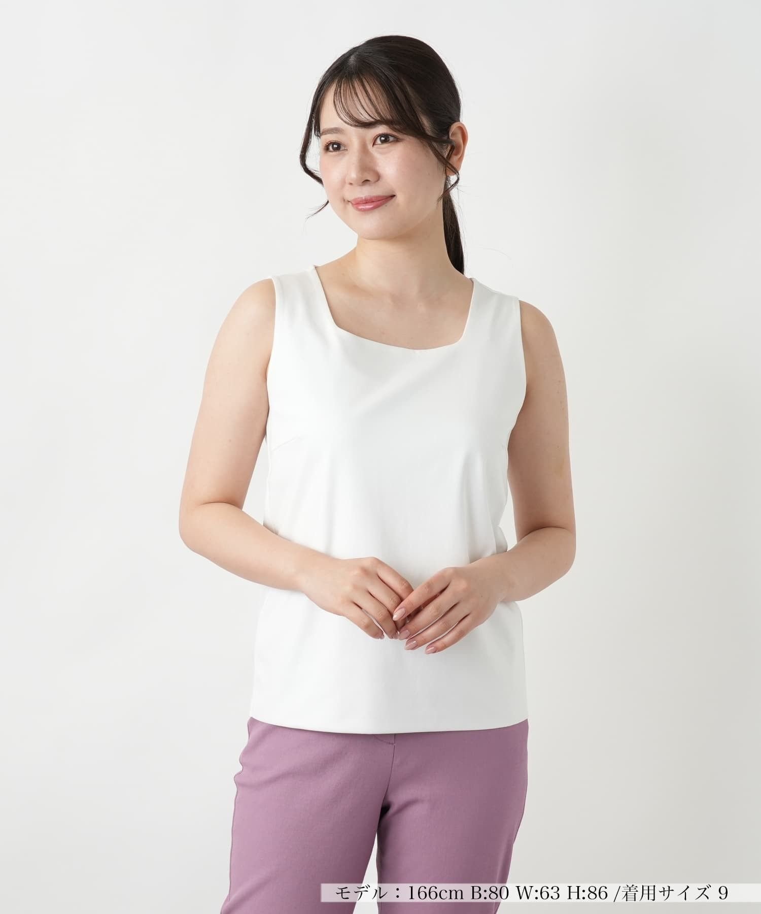Leilian タンクトップ レリアン トップス カットソー・Tシャツ ホワイト パープル