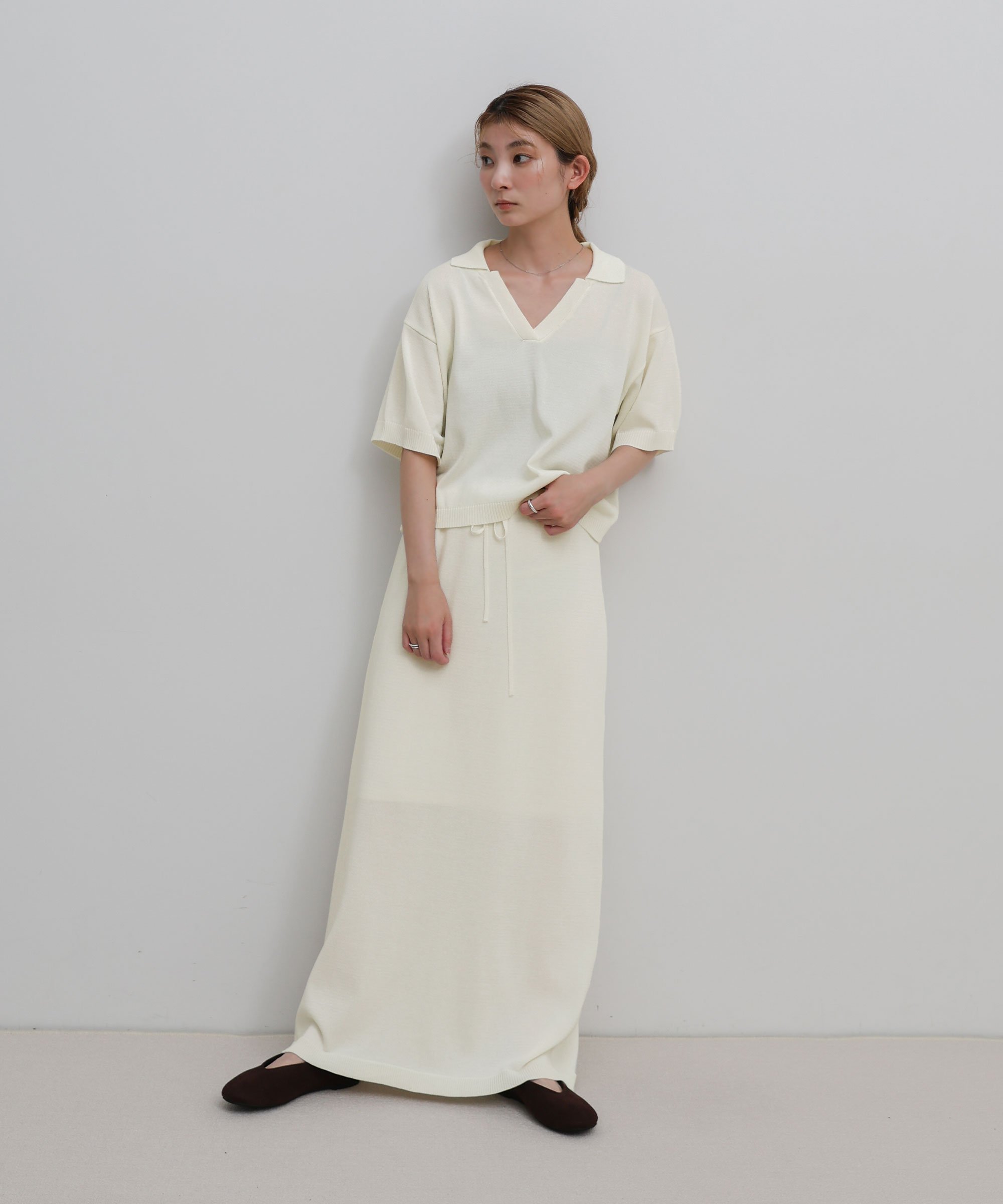 SELECT MOCA Iラインシルキーニットスカート【セットアップ可】 セレクトモカ スカート ロング・マキシスカート