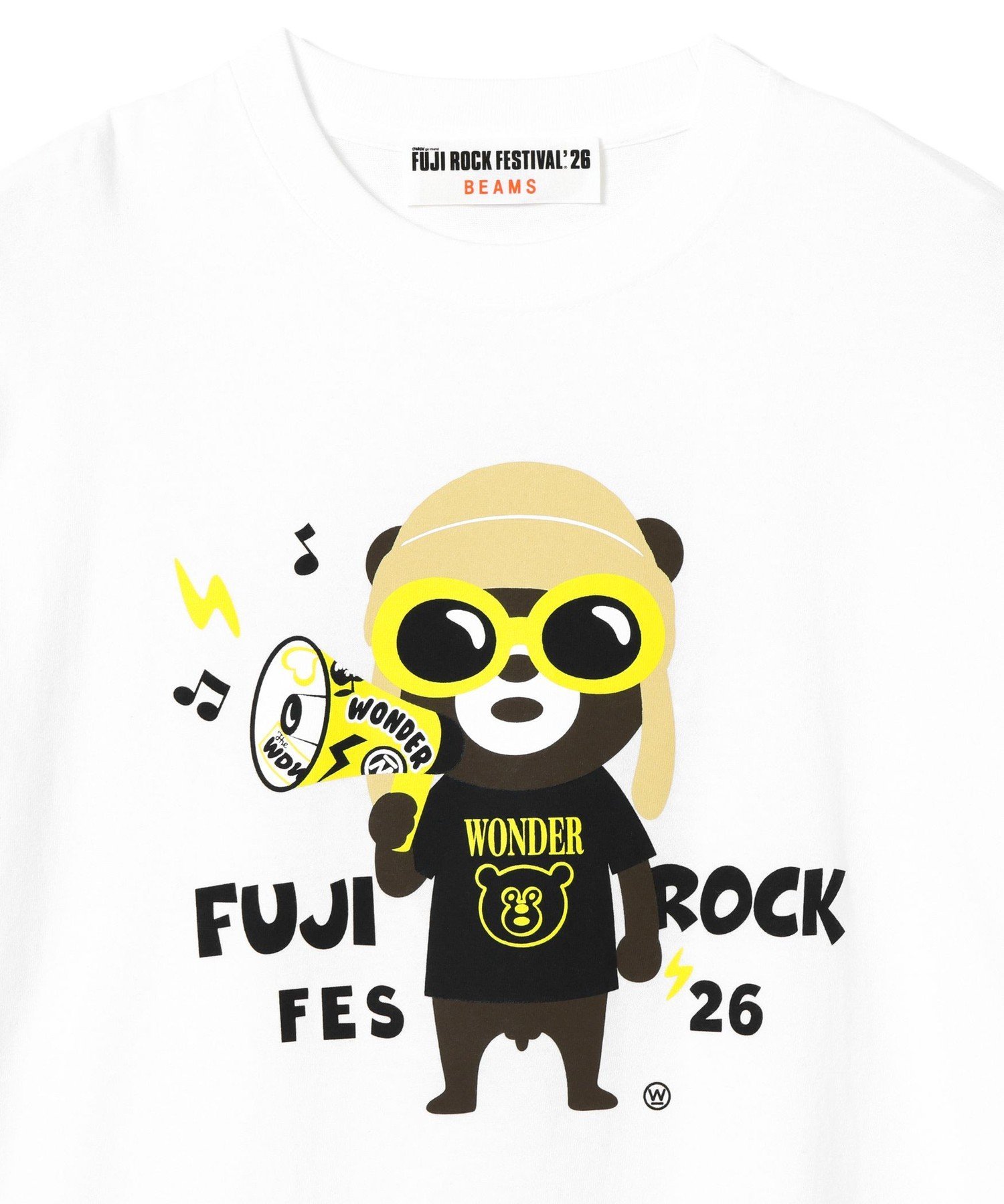＜WOMEN＞FUJI ROCK FES'26 / The Wonderful! design works. / GRUNGE MEGAPHONE BEAR T ビームス ウイメン トップス カットソー・Tシャツ ホワイト