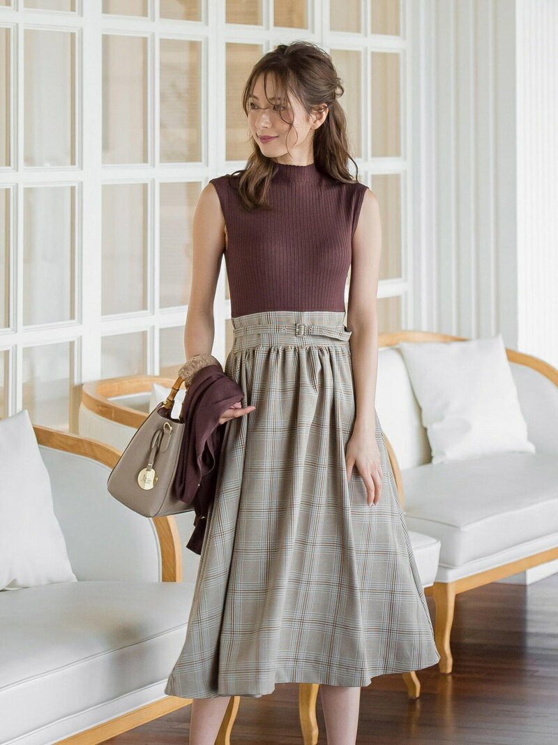 【SALE／50%OFF】QUEENS COURT カーデ+ドッキングワンピース セットアイテム＜手洗い可能＞ クイーンズコート ワンピース・ドレス シャツワンピース ブラウン ネイビー【送料無料】のサムネイル