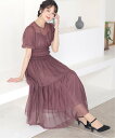 【SALE/35%OFF】PourVous パフスリーブワンピース結婚式オケージョンドレス同窓会パーティードレスお呼ばれ プールヴー ワンピース・ドレス ドレス ピンク ブラック ブルー ベージュ パープル【送料無料】