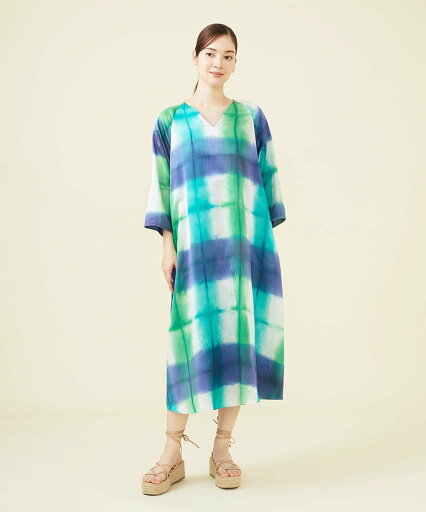 Sybilla 板締め絞りカフタンドレス シビラ ワンピース・ドレス ワンピース パープル ピンク ブルー【送料無料】 Sybilla 板締め絞りカフタンドレス シビラ ワンピース・ドレス ワンピース パープル ピンク ブルー【送料無料】