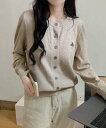 【SALE/22%OFF】Diosfront ワンポイント刺繍クルーネックニットカーディガン ディオスフロント トップス カーディガン パープル ホワイト ベー...
