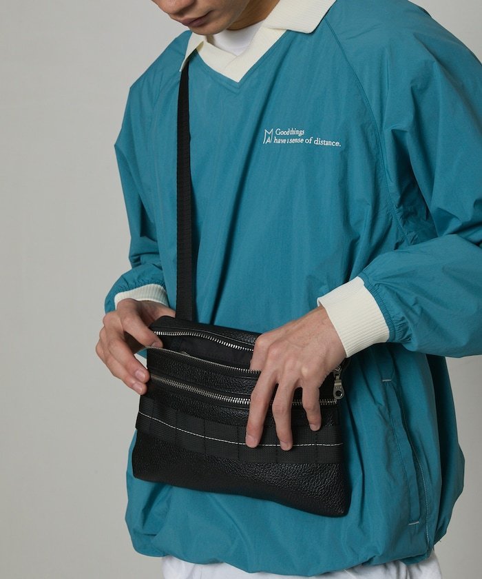 【SALE／70%OFF】Firsthand Leather Zip Crossbody Bag / レザージップサコッシュ / ショルダーバッグ / 撥水レザー 25SS フリークスストア バッグ ショルダーバッグ ブラック