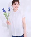 【SALE/10%OFF】SHOO・LA・RUE 【洗える/S-LL】涼やかで好印象 サッカーブラウス シューラルー トップス シャツ・ブラウス ブルー ホワイト ネイビー