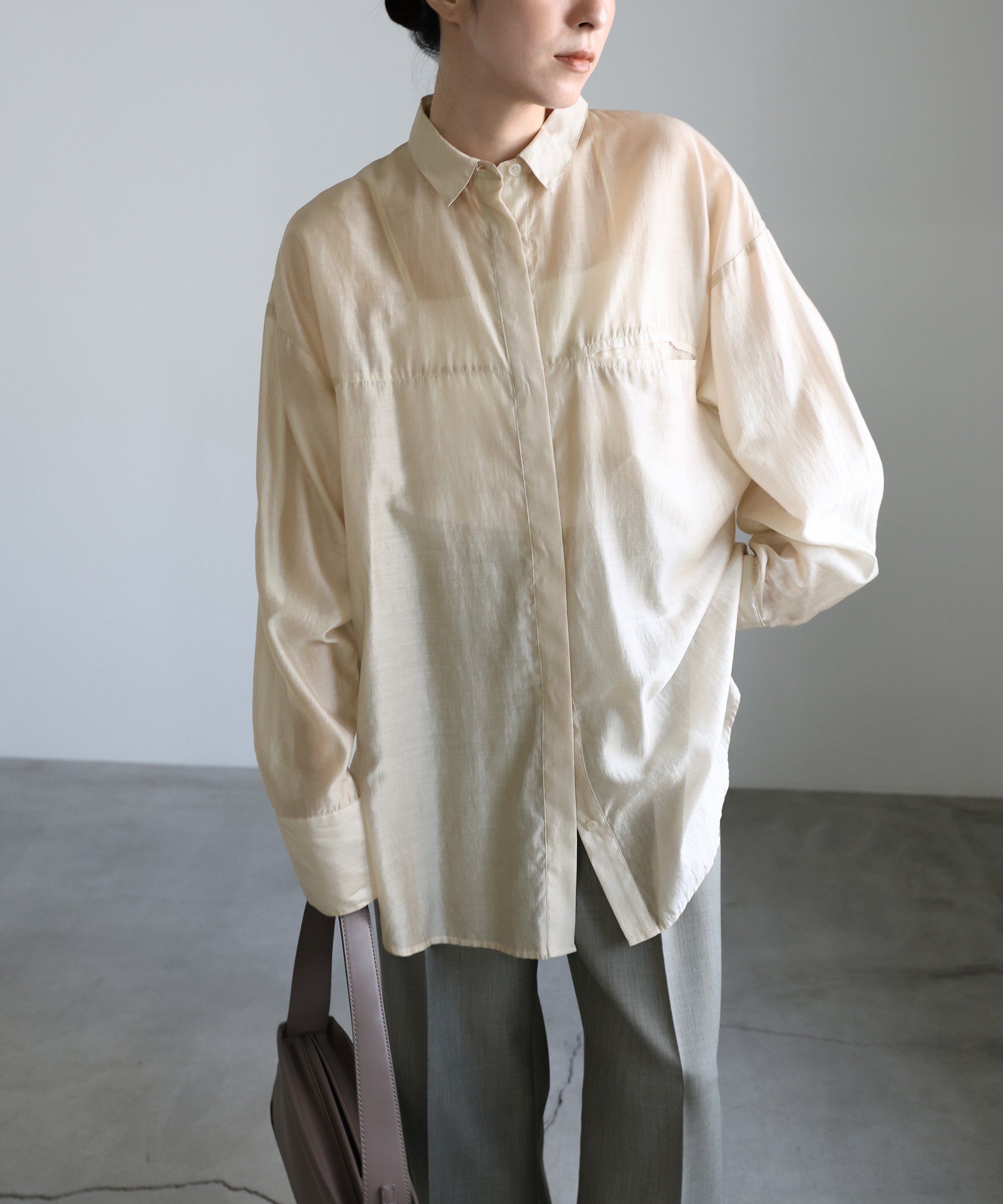 【SALE／10%OFF】SELECT MOCA 【サイズ展開あり】シアーオーバーサイズシャツ セレクトモカ トップス シャツ・ブラウス【送料無料】のサムネイル