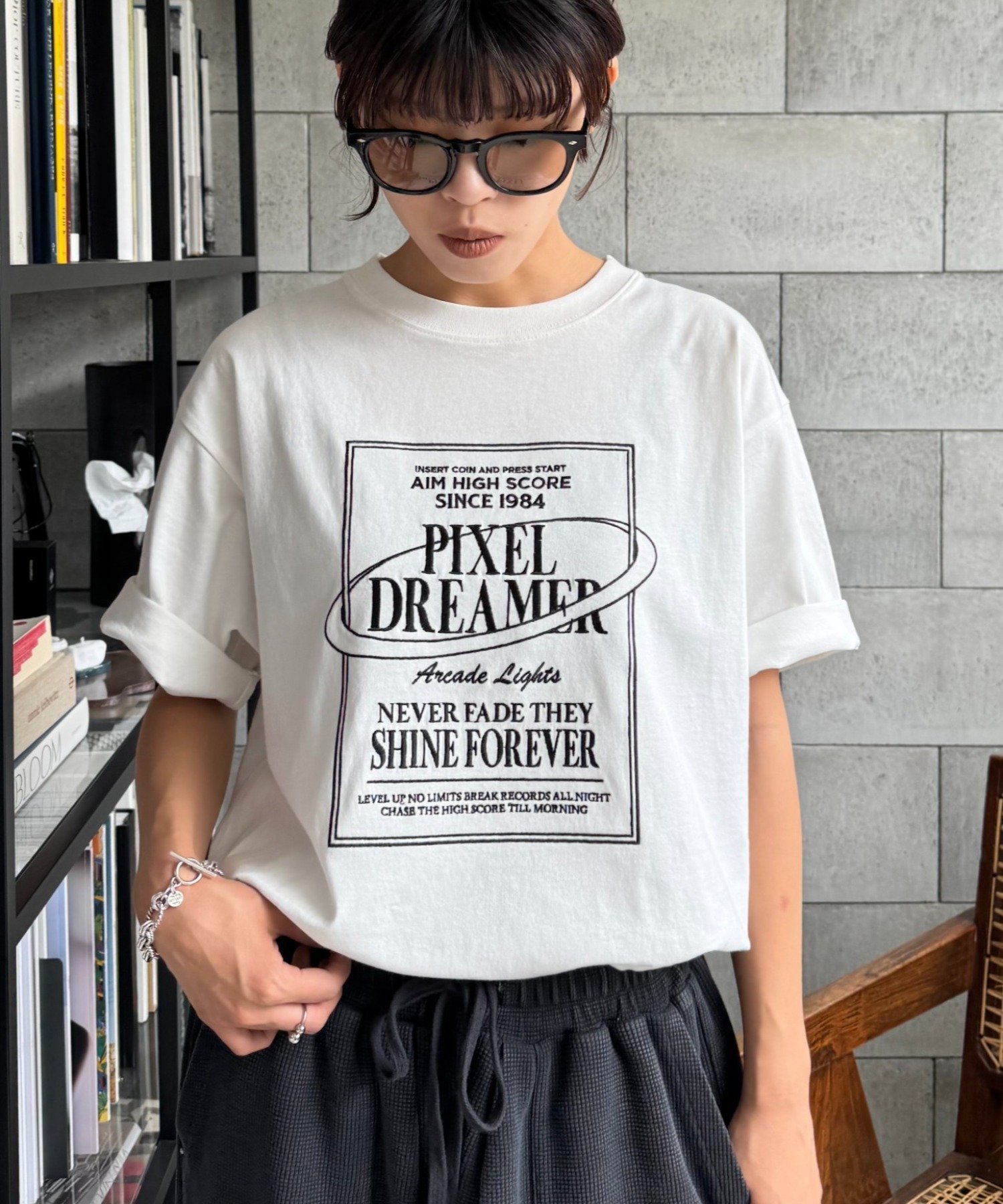 【UNISEX】【プラスサイズあり】スクエア総刺繍ロゴTシャツ チャオパニックティピー トップス カットソー・Tシャツ グリーン オレンジ ブルー グレー ホワイト