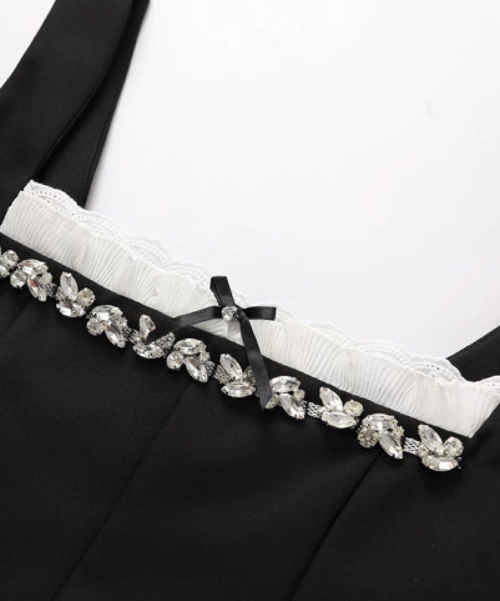 LA POMME petit Hand Beaded Waisted Flare Dress ラポミ・プチ ワンピース・ドレス ワンピース ブラック