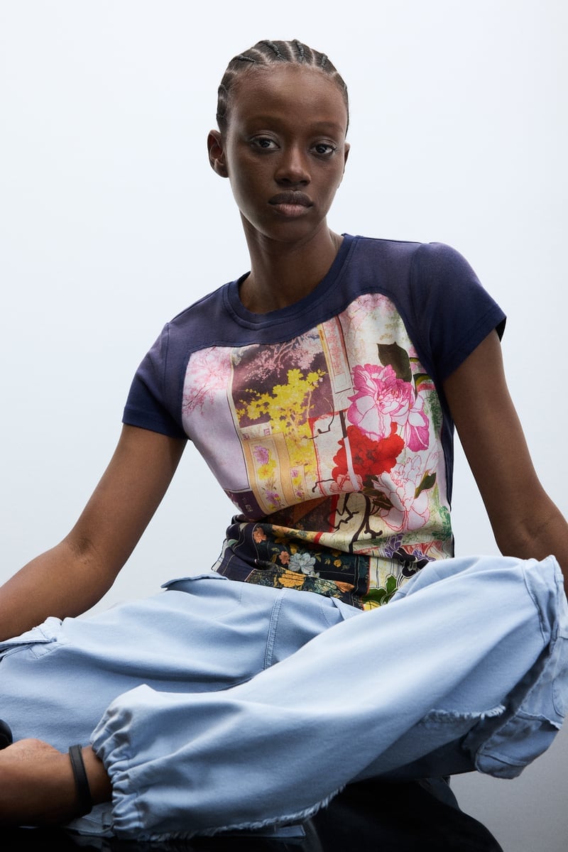 プリントTシャツ デシグアル トップス カットソー・Tシャツ ネイビー