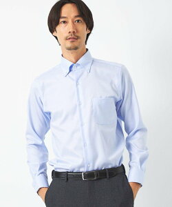 UNITED ARROWS green label relaxing コットン ロイヤルオックス スリム ショートボタンダウンカラー ドレスシャツ -イージーアイロン- ユナイテッドアローズ グリーンレーベルリラクシング シャツ/ブラウス ワイシャツ ブルー ホワイト【送料無料】