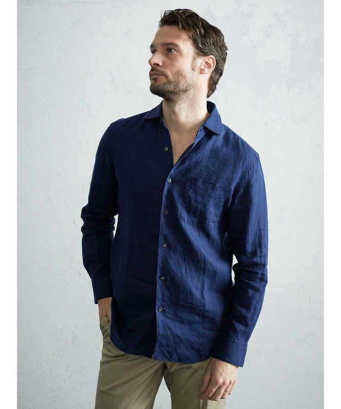 【SALE／50%OFF】Aquascutum MEN Linen Shambray Shirt ア