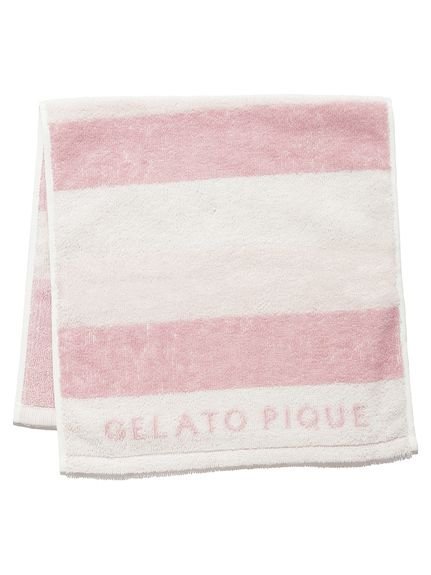 ジェラートピケ ハンドタオル gelato pique 3ボーダーフェイスタオル ジェラートピケ ファッション雑貨 ハンカチ・ハンドタオル ピンク ブルー