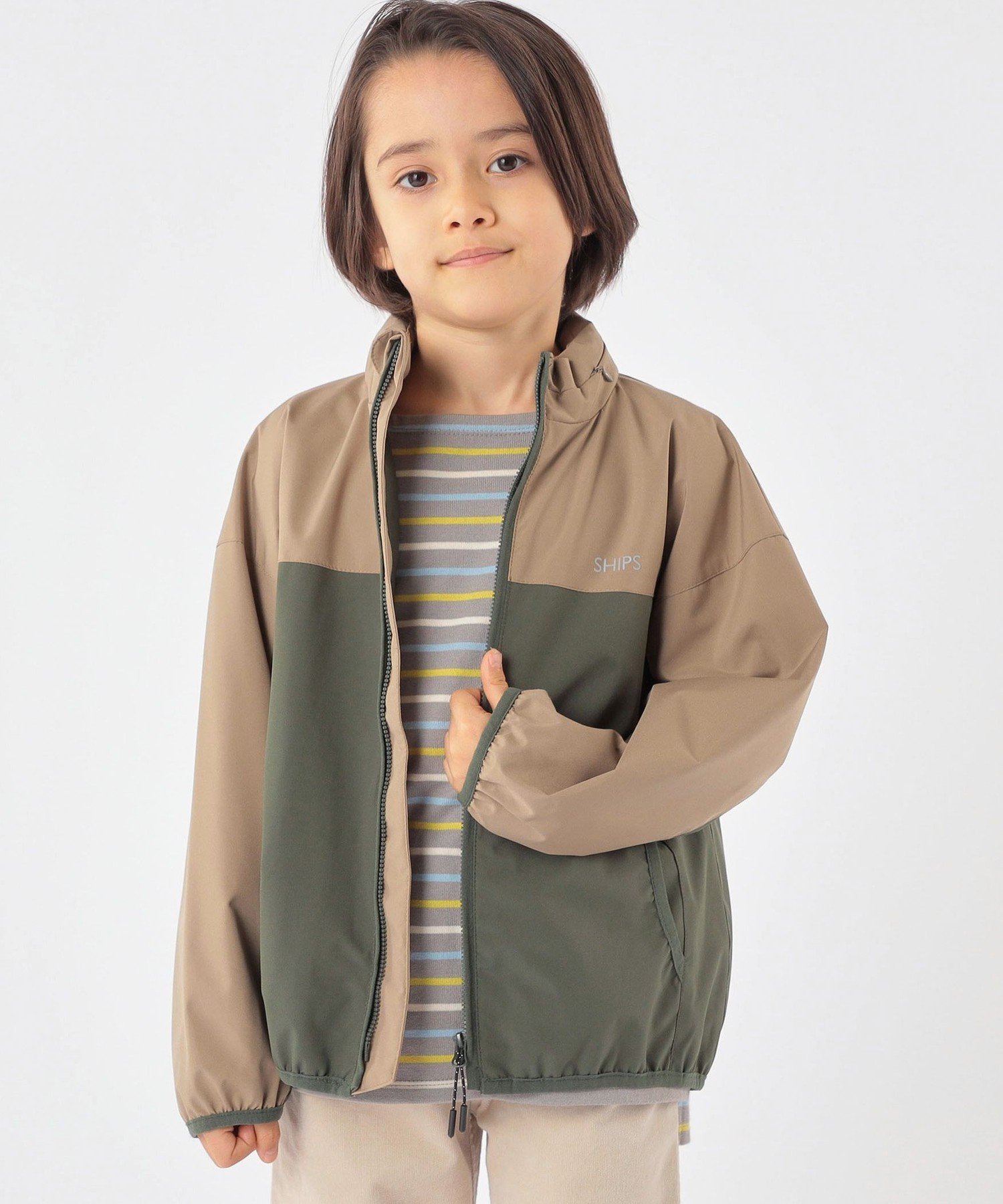 【SALE／40%OFF】SHIPS KIDS SHIPS KIDS:100~130cm / ＜多機能/洗濯機可能＞ 切替 パーカー シップス ジャケット・アウター その他のジャケット・アウター ベージュ ネイビー【送料無料】のサムネイル