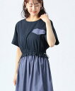 【SALE/30%OFF】BEAMS HEART WOMEN ドッキング 切替 ワンピース ビームス ハート ワンピース・ドレス その他のワンピース・ドレス グレー ホワイト ネイビー【送料無料】