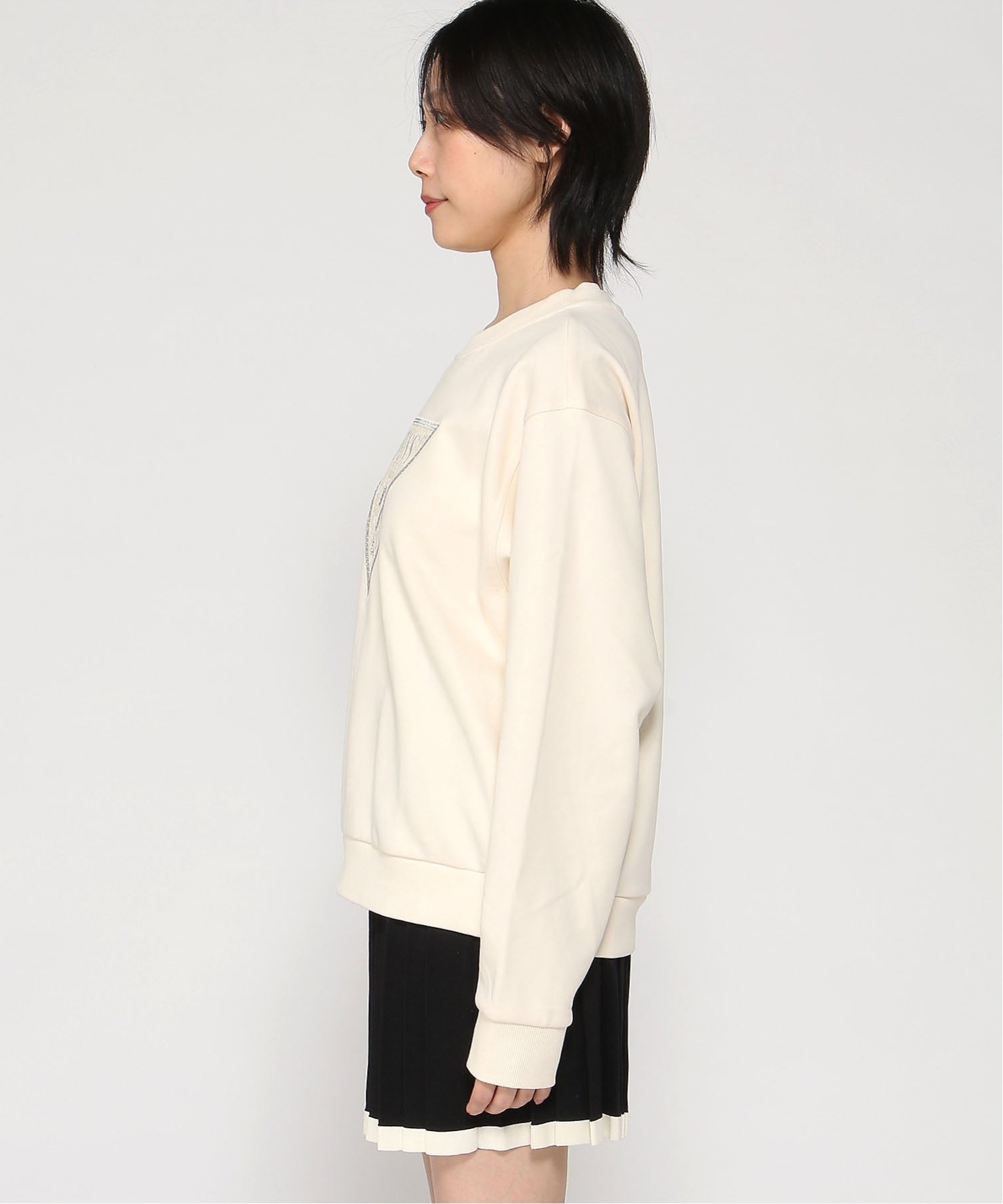 GUESS/(W)TRIANGLE Lace Sweatshirt スウェット トレーナー ロゴスウェット ゲス トップス スウェット・トレーナー ベージュ ブラック