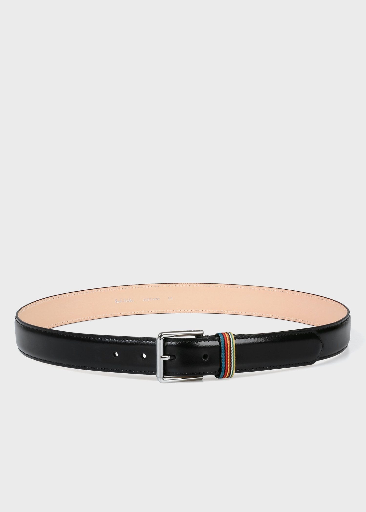 Paul Smith アーティストストライプ レザーベルト ポール・スミス ファッション雑貨 ベルト ブラック【送料無料】