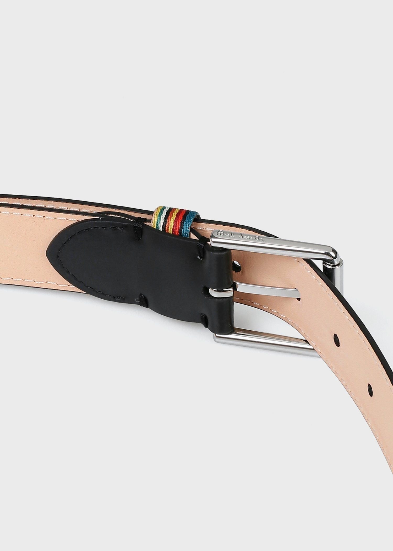 Paul Smith アーティストストライプ レザーベルト ポール・スミス ファッション雑貨 ベルト ブラック【送料無料】