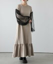 La-gemme チュールドッキングワンピース ラジュール ワンピース・ドレス ワンピース グレー ブラック ベージュ【送料無料】