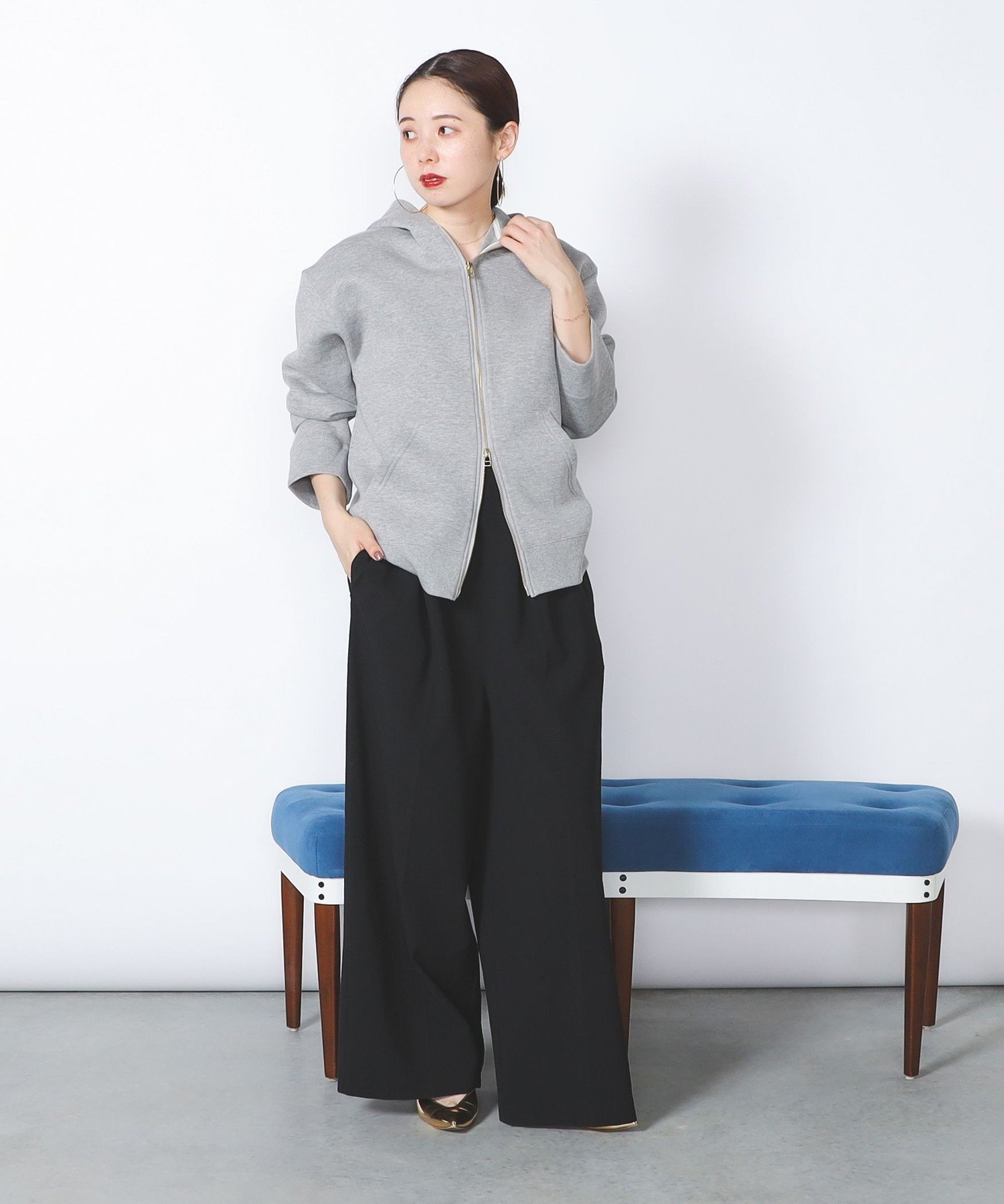【SALE／30%OFF】Demi-Luxe BEAMS 【10/2新規値下げ】ダンボール ジップ パーカー デミルクス ビームス トップス パーカー・フーディー グレー【送料無料】