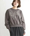 【SALE/25%OFF】notch. 裏起毛ラメコード刺繍スウェット ノッチ トップス その他のトップス グレー ホワイト ブラック
