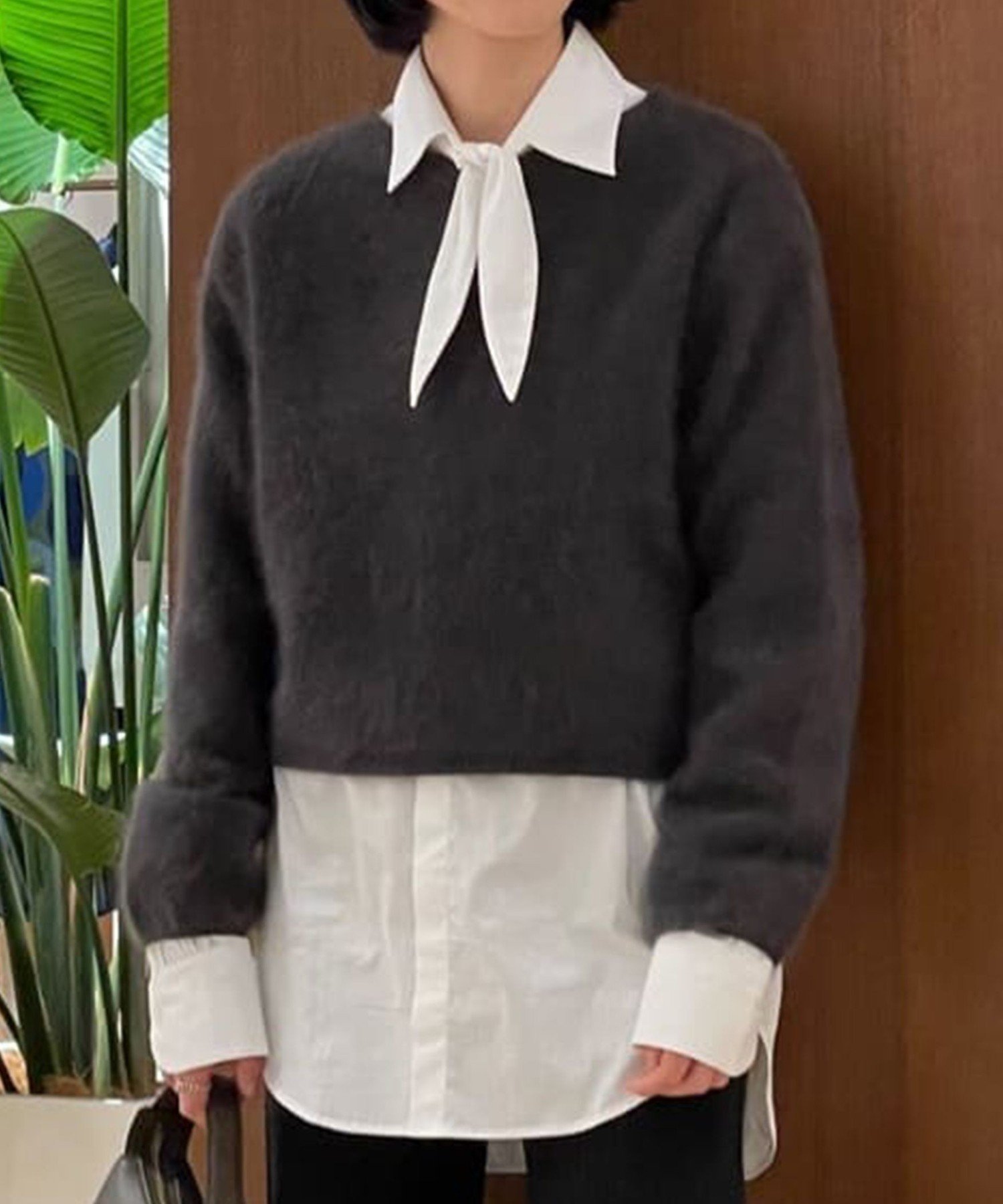 Ballsey フラッフィーヤーン Vネックプルオーバー トゥモローランド トップス ニット イエロー ネイビー【送料無料】