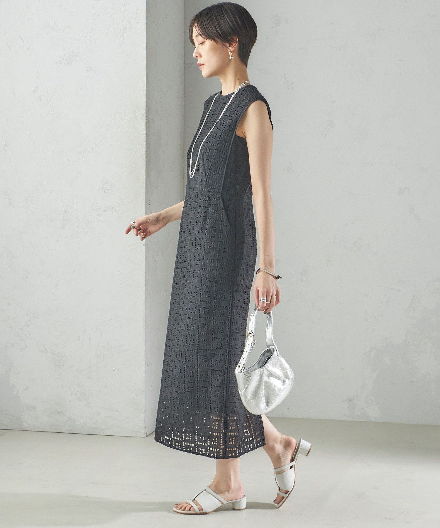 【SALE／40%OFF】SHIPS WOMEN ＜手洗い可能＞Broche スクエア レース Iライン ワンピース シップス ワンピース・ドレス ワンピース ブラック ホワイト【送料無料】