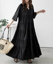 La-gemme キーネックティアードワンピース ラジュール ワンピース・ドレス ワンピース ブラック【送料無料】