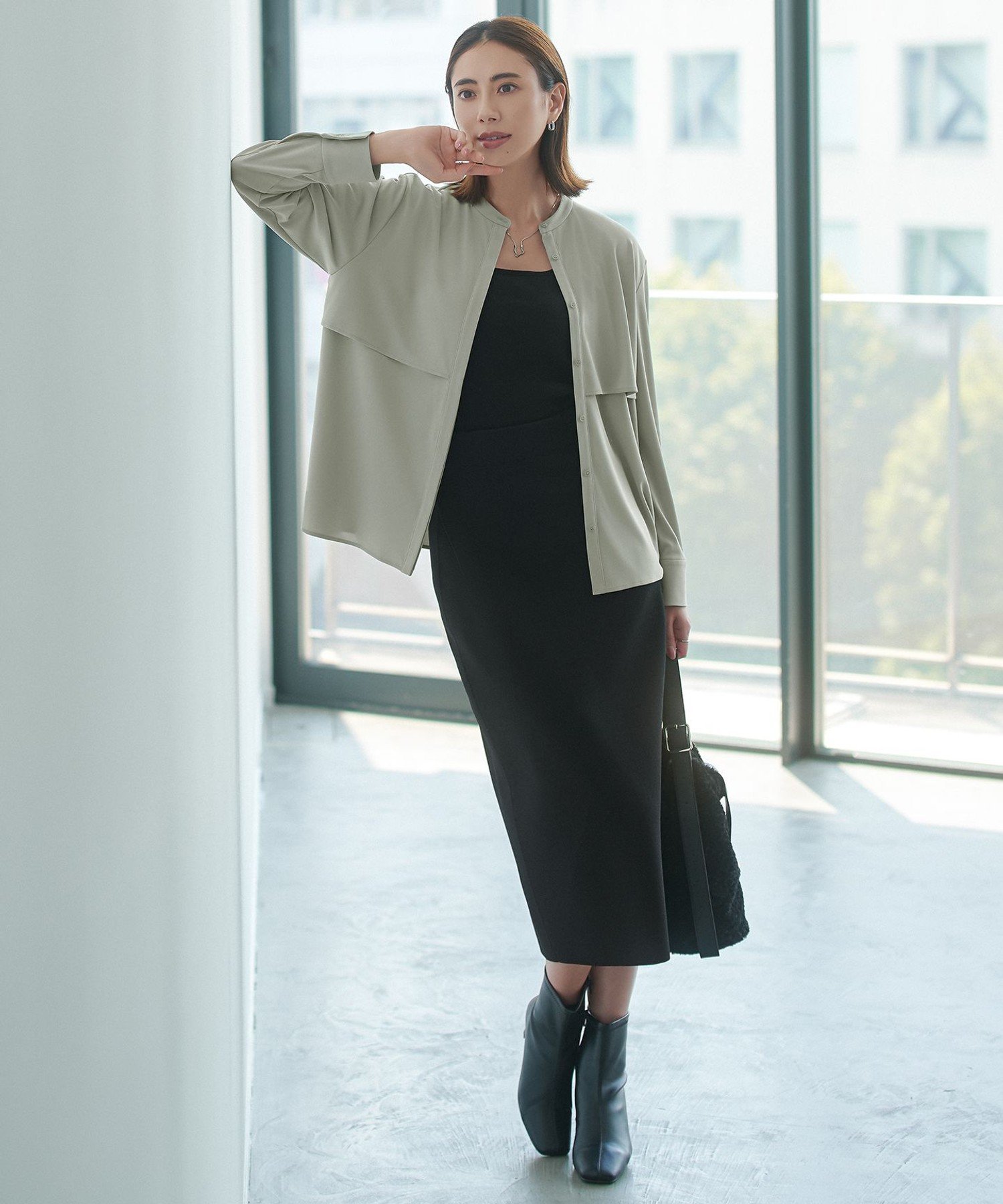 ICB 【洗える】【OUR WACOAL コラボ】カップイン スクエアネック タンクトップ アイシービー トップス ノースリーブ・タンクトップ ブラック