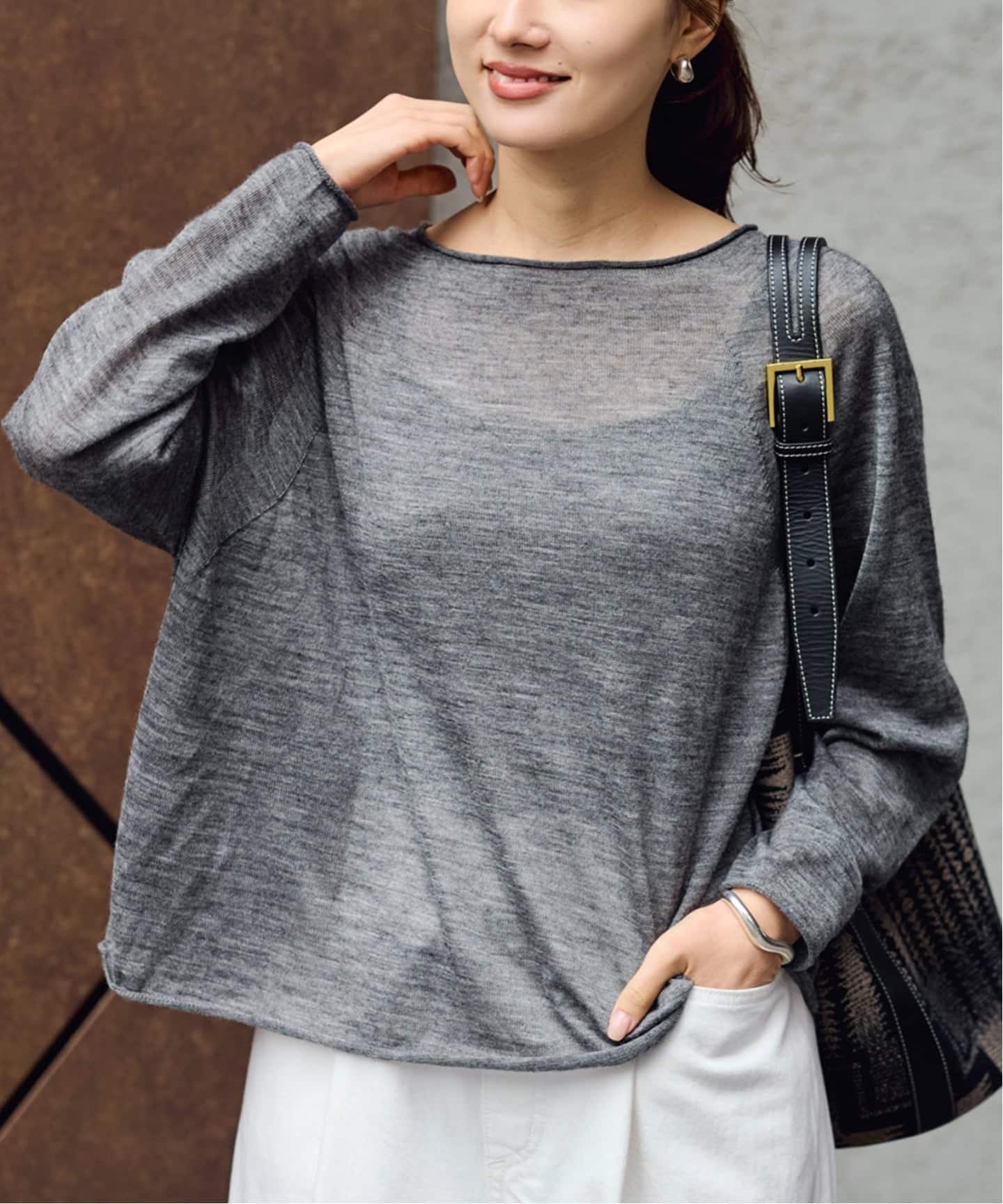 FRAMeWORK ≪手洗い可≫ウォッシャブルアルパカミックスナイロンポンチョニット フレームワーク トップス..