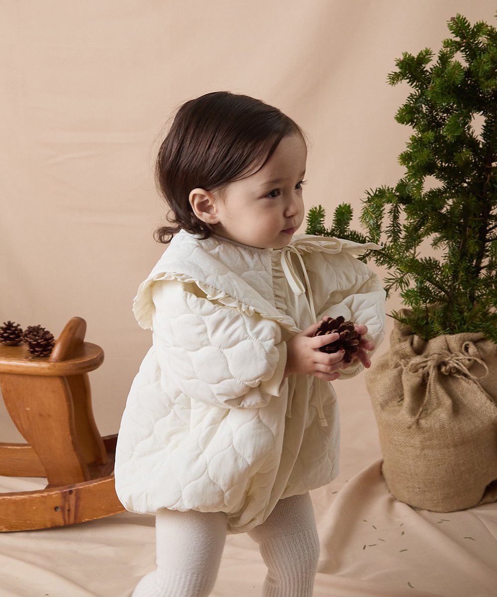 riziere 【リンクコーデ】キルティングベビーロンパース リジェール マタニティウェア・ベビー用品 ロンパース・カバーオール ブラック ホワイトのサムネイル