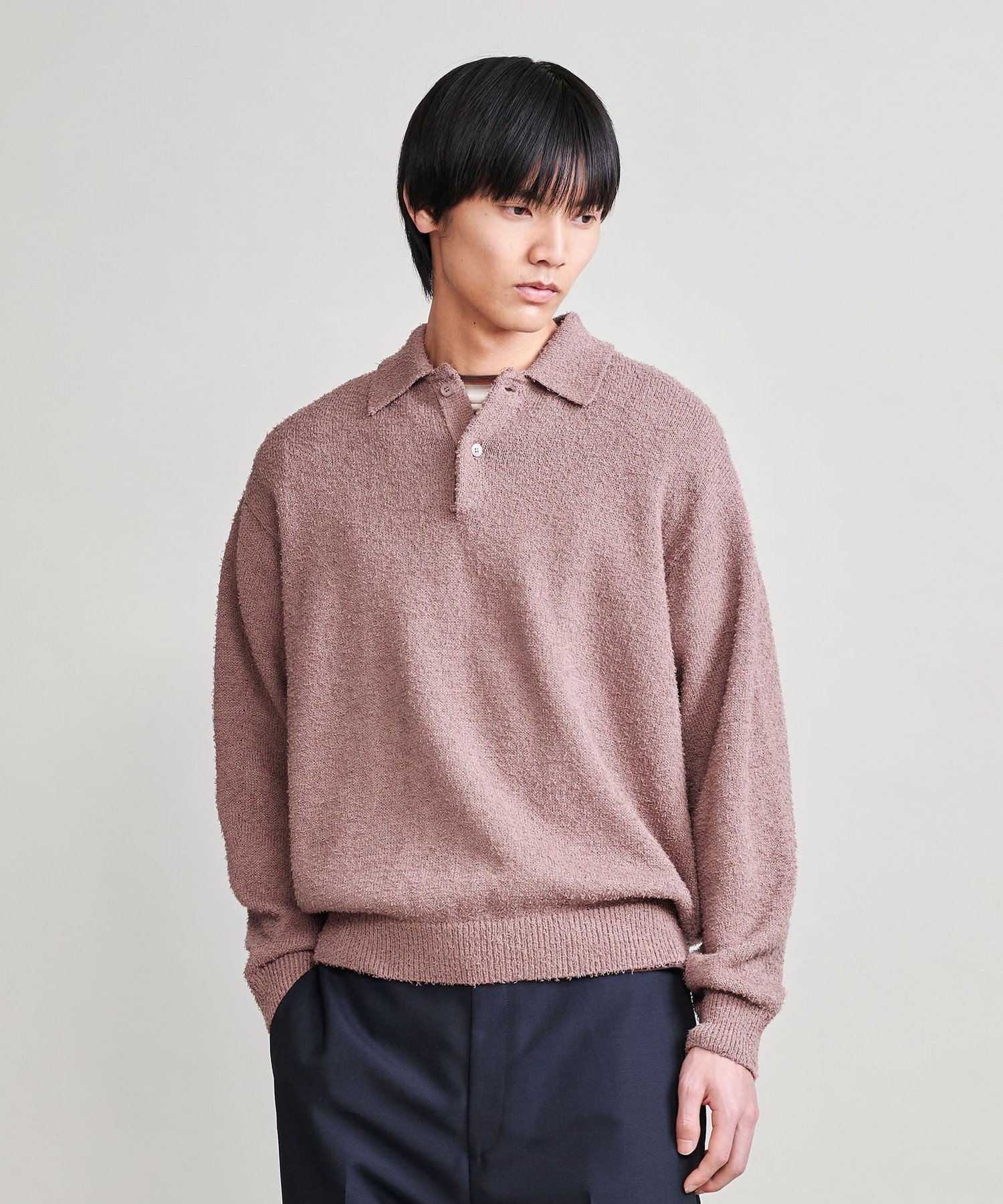 【SALE／50%OFF】BEAUTY&YOUTH UNITED ARROWS ＜H＞ツイストコットン ポロカラーニット ユナイテッドアローズ アウトレット トップス ニット ピンク ブラック【送料無料】