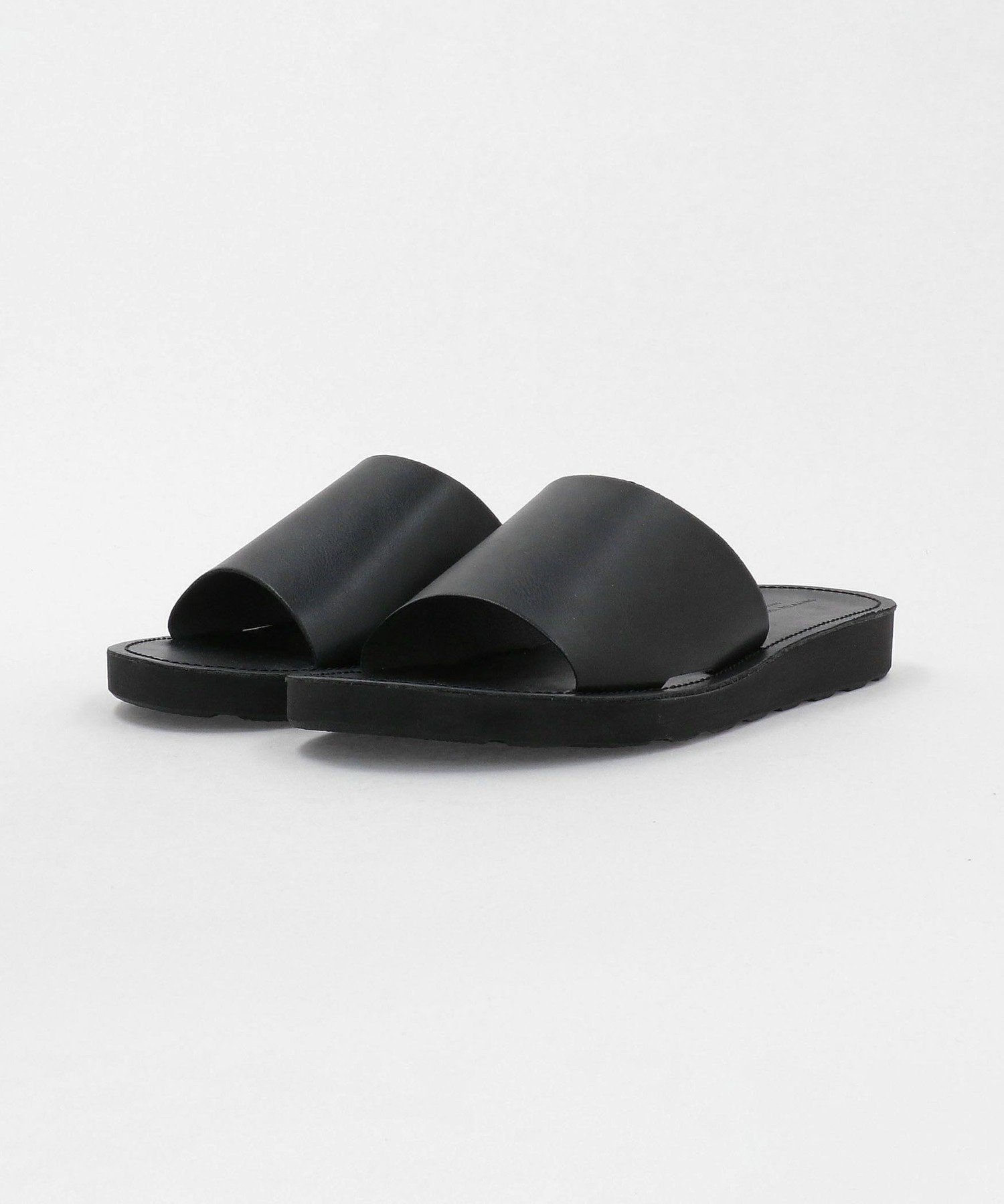 【SALE／30%OFF】UNITED ARROWS green label relaxing レザーライク スライド サンダル ユナイテッドアローズ アウトレット シューズ・靴 サンダル ブラック【送料無料】