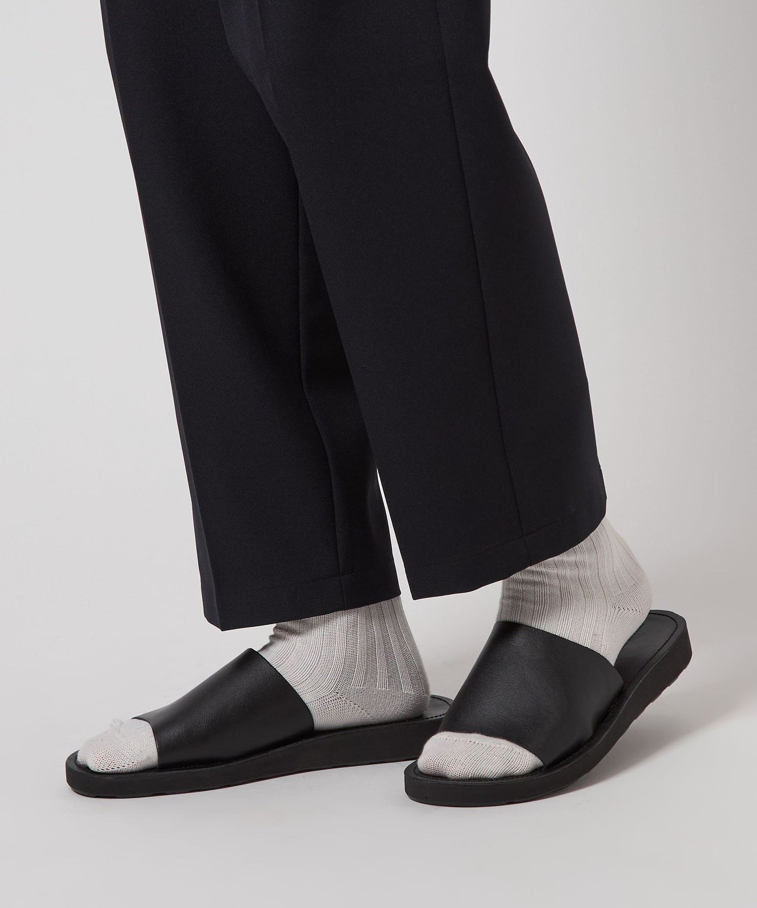 【SALE／30%OFF】UNITED ARROWS green label relaxing レザーライク スライド サンダル ユナイテッドアローズ アウトレット シューズ・靴 サンダル ブラック【送料無料】