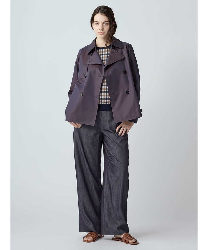 WOMEN ＜175th Limited＞コットンシルクショートトレンチ アクアスキュータム ジャケット・アウター その他のジャケット・アウター ベージュ パープル