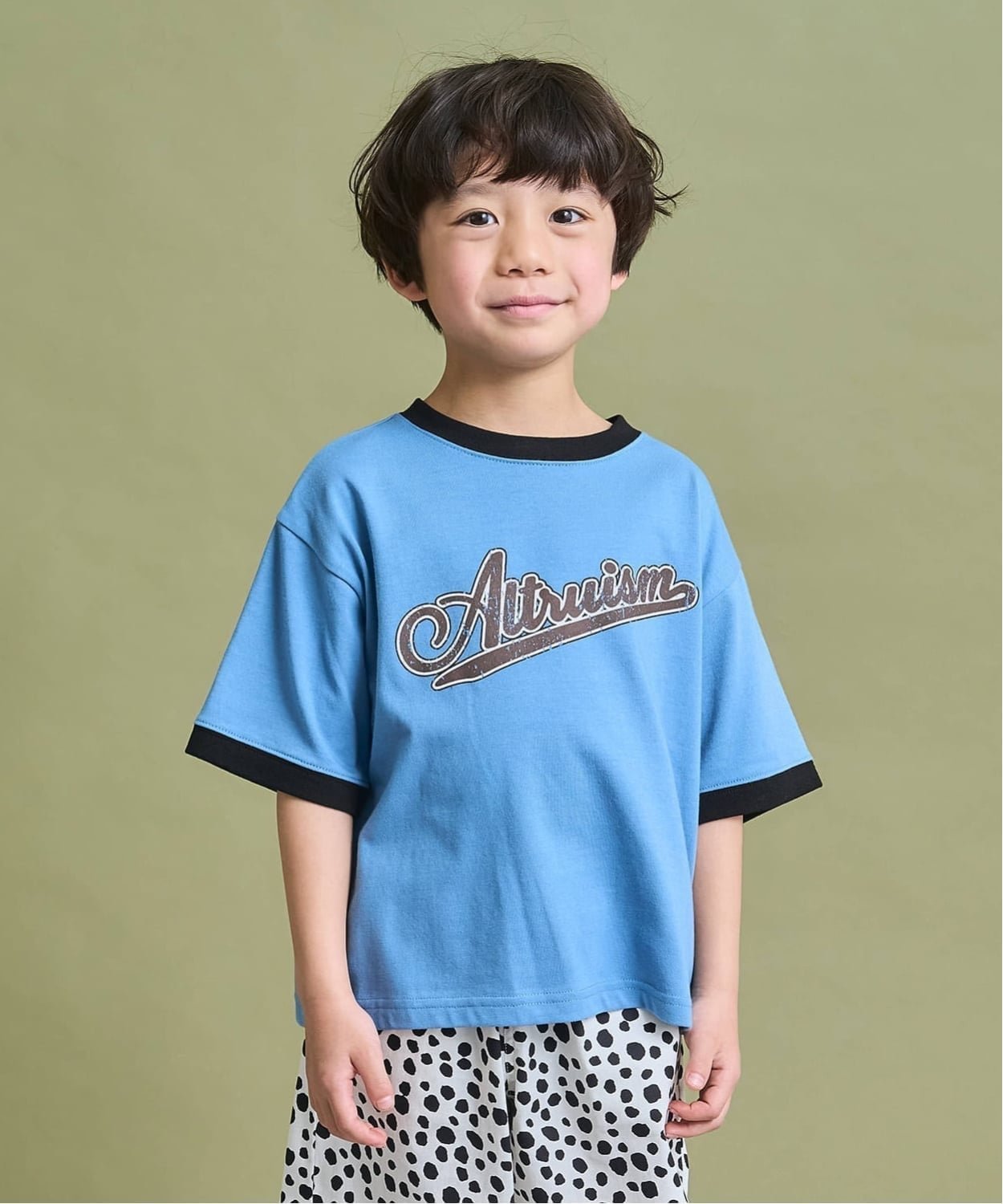 【SALE／5%OFF】b・ROOM 【防汚・速乾・型崩れしない】カスレロゴプリントリンガーTシャツ ナルミヤオンライン トップス カットソー・Tシャツ ブラウン グレー グリーン