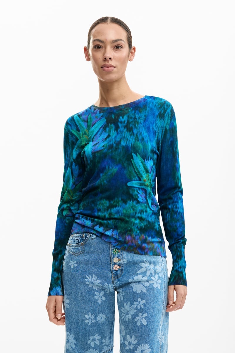 Desigual 花柄の薄手セーター デシグアル トップス ニット【送料無料】