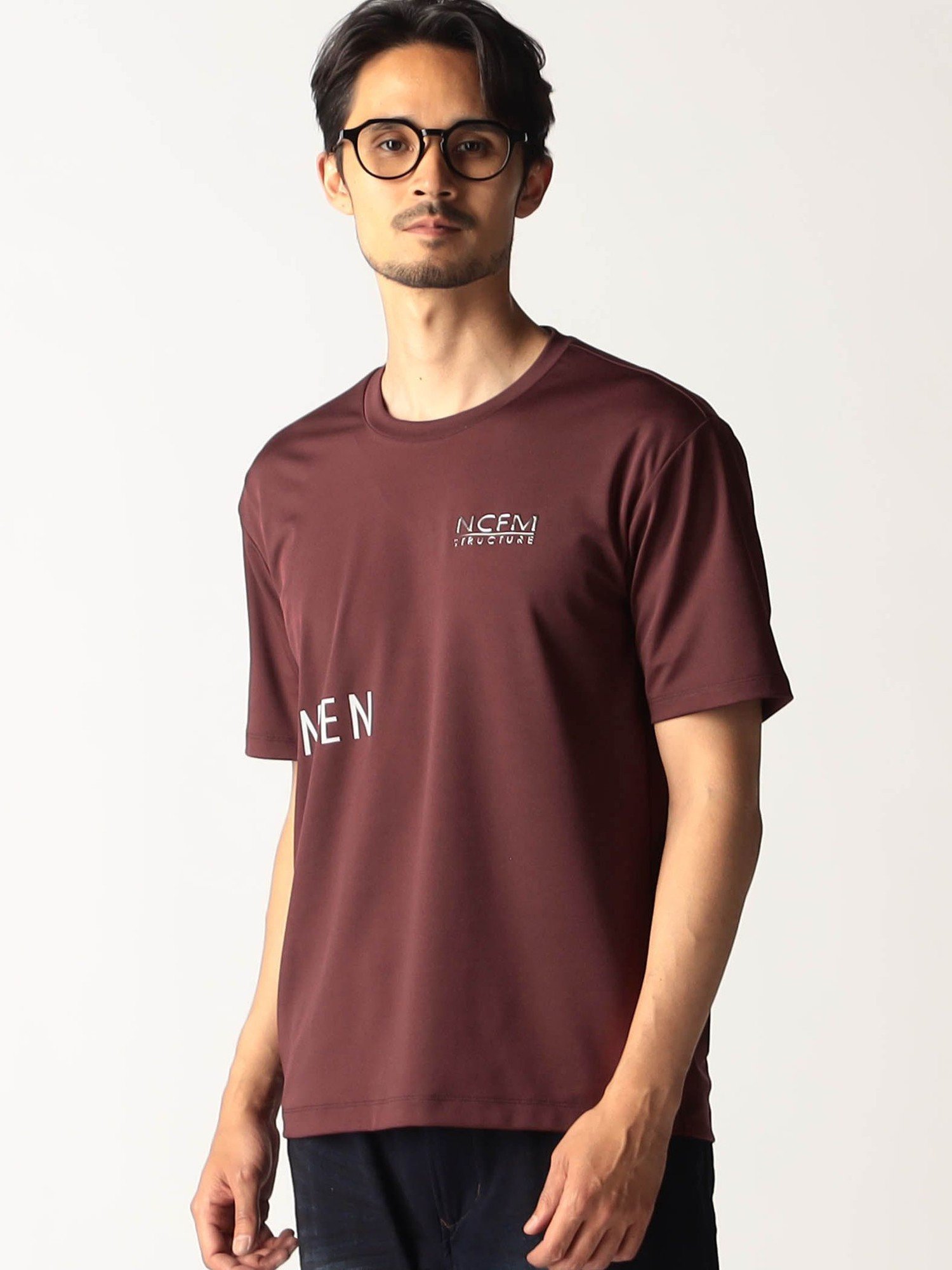 NICOLE CLUB FOR MEN バック*クロスロゴTシャツ ニコル トップス カットソー・Tシャツ ブルー ワインレッド ホワイト ブラック