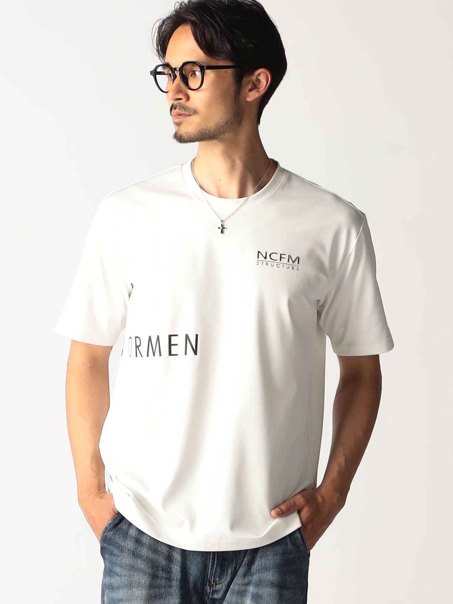 NICOLE CLUB FOR MEN バック*クロスロゴTシャツ ニコル トップス カットソー・Tシャツ ブルー ワインレッド ホワイト ブラック