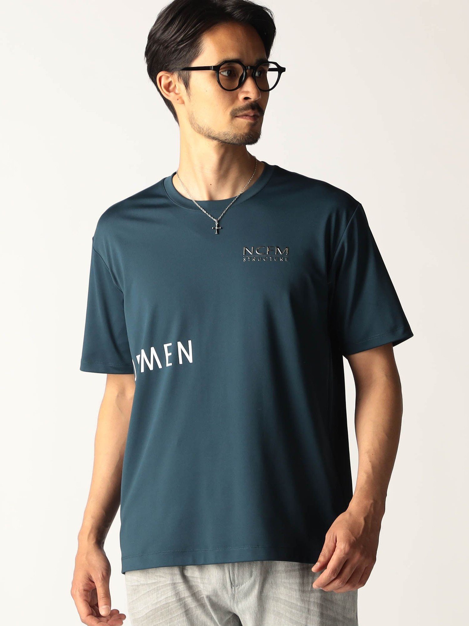 NICOLE CLUB FOR MEN バック*クロスロゴTシャツ ニコル トップス カットソー・Tシャツ ブルー ワインレッド ホワイト ブラック
