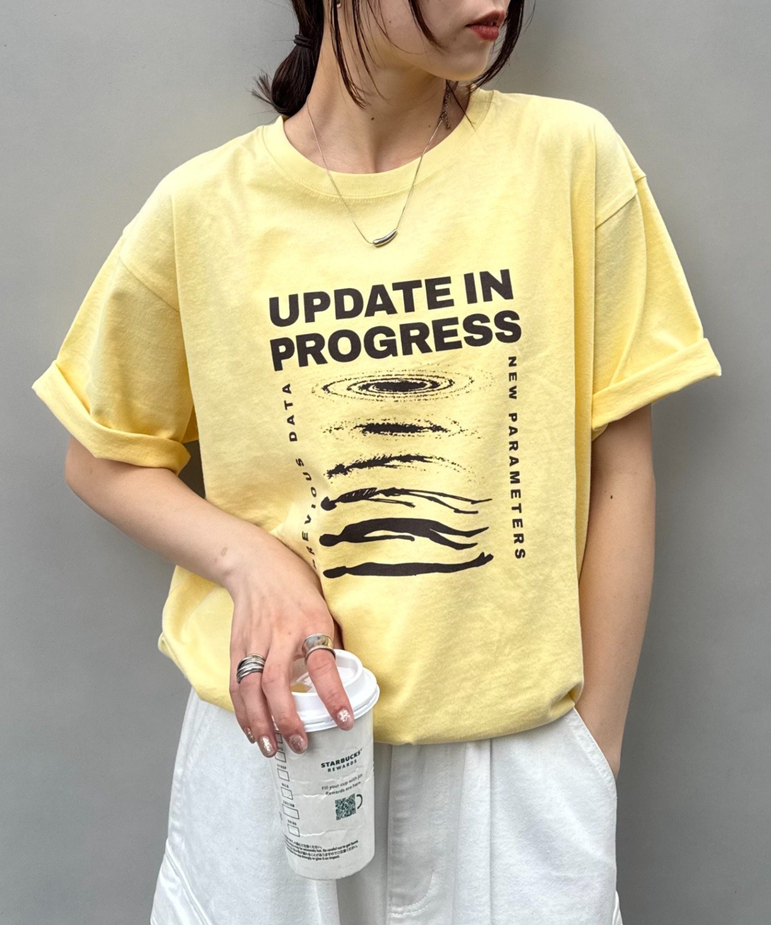 宇宙人Tシャツ チャオパニックティピー トップス カットソー・Tシャツ グレー パープル ホワイト イエロー