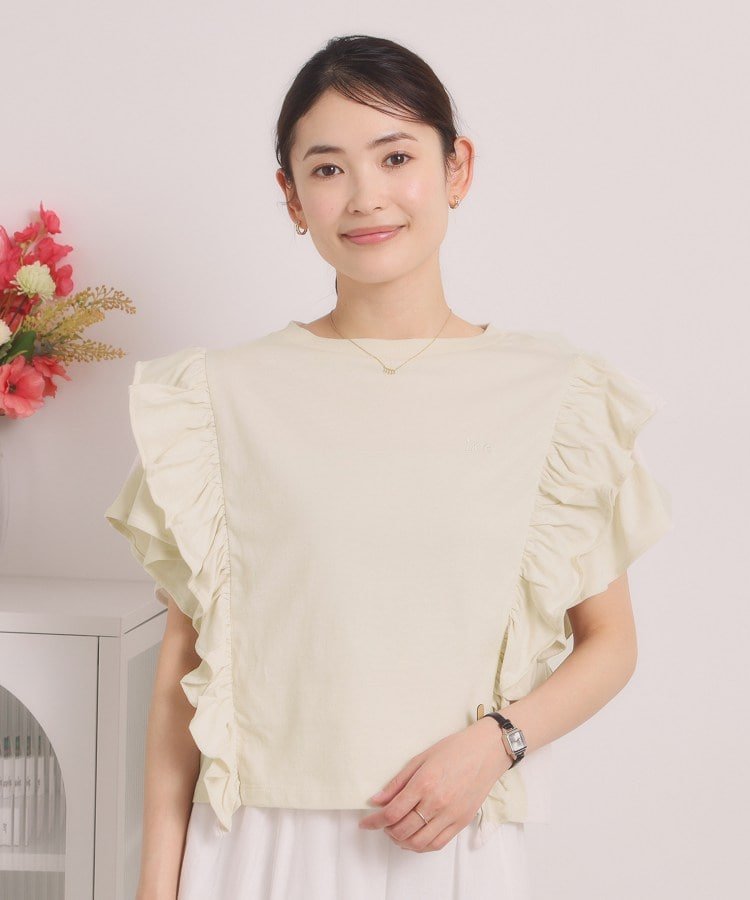 ITS' DEMO ＜Lee＞ RUFFLESLEEVES TEE イッツデモ トップス カットソー・Tシャツ ブラック ホワイト