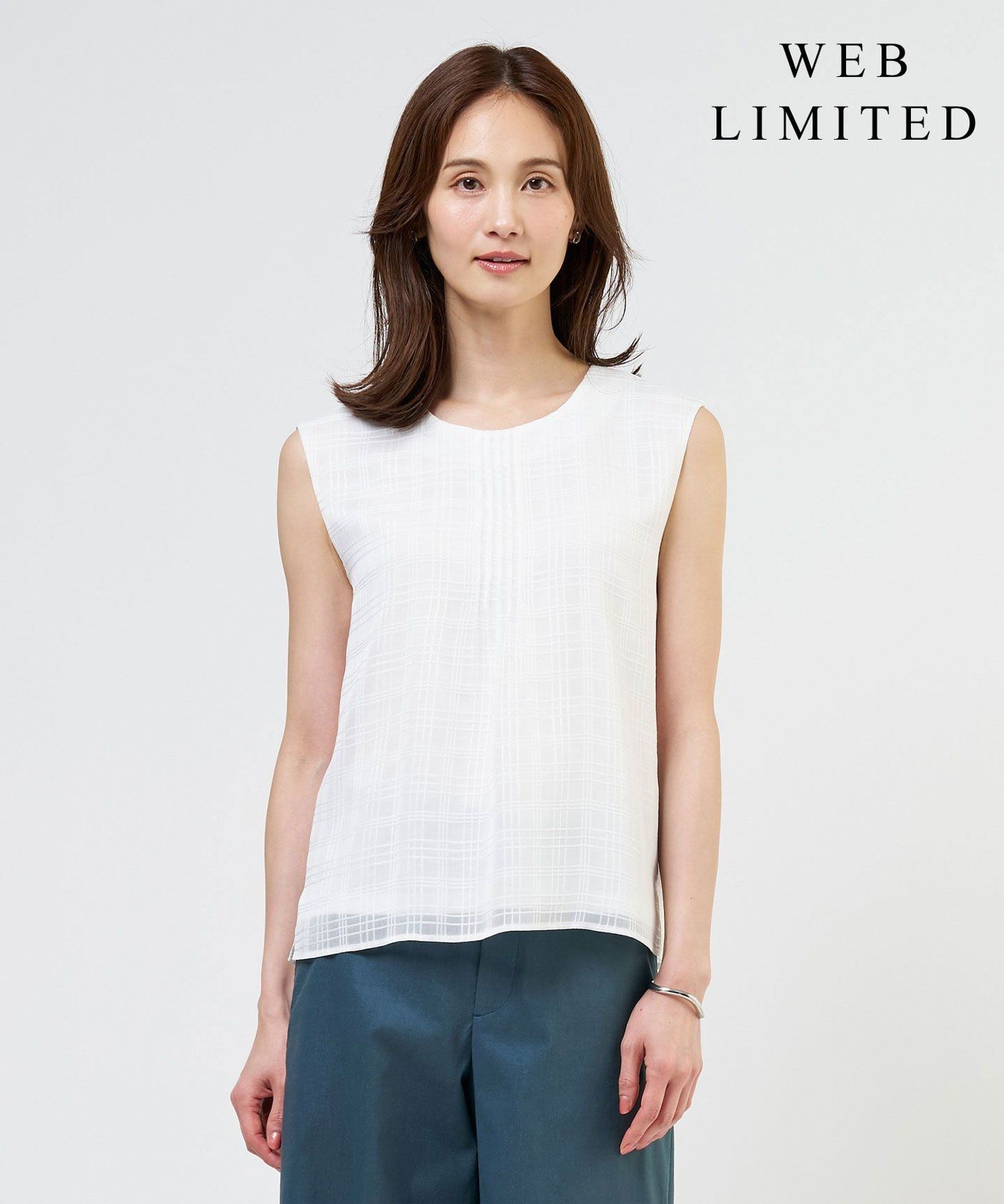 J.PRESS 【WEB限定】シアーチェック ノースリーブ カットソー ジェイプレス トップス カットソー・Tシャツ ブラック ホワイト